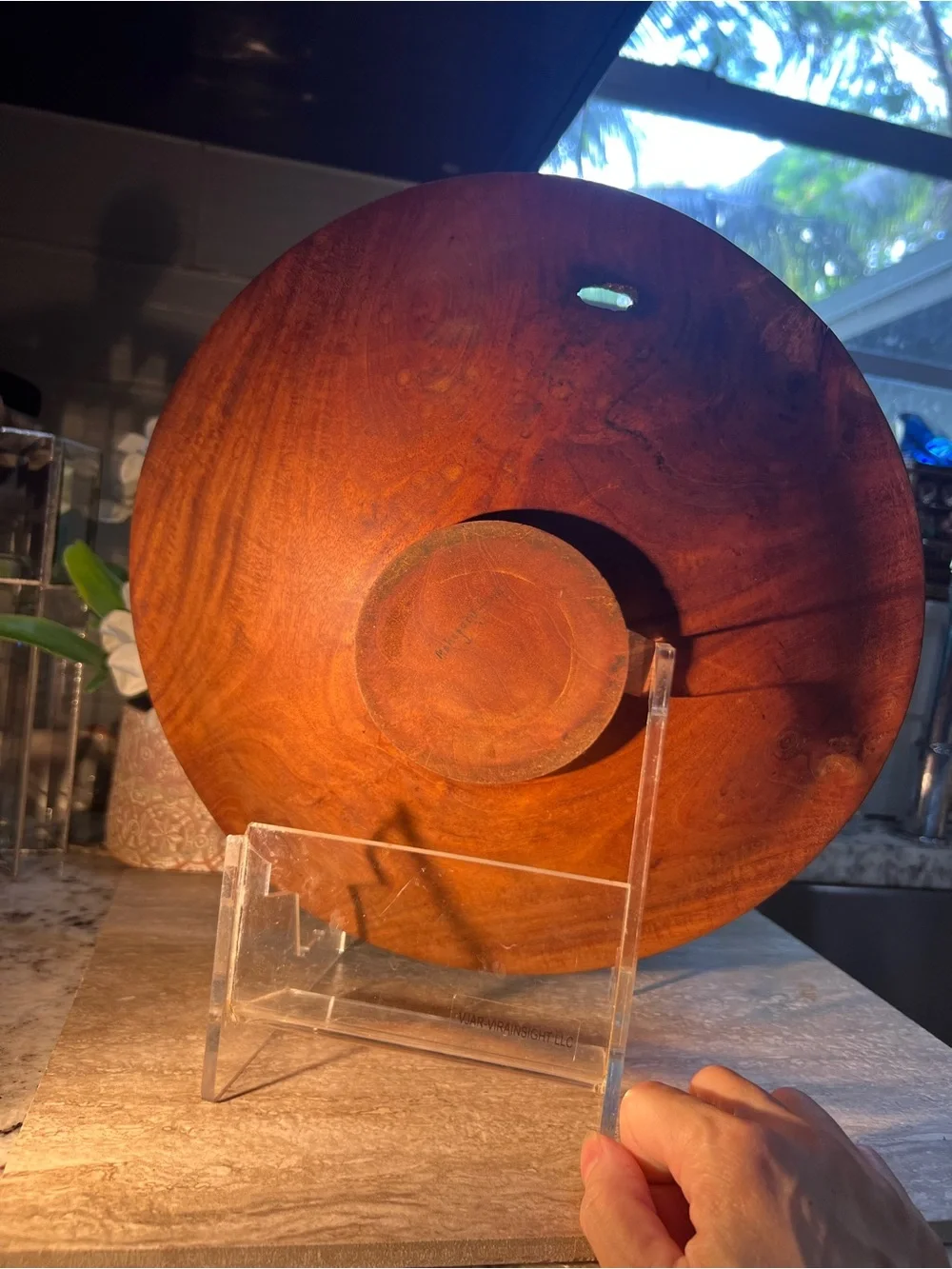 Handcrafted Hand turned Mahogany Round Serving 12” Dish Plate